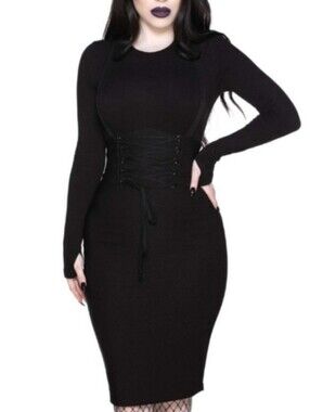 Killstar Night World Suspender Pencil Skirt